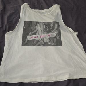 American Eagle Outfitters White Graphic Muscle Tee
